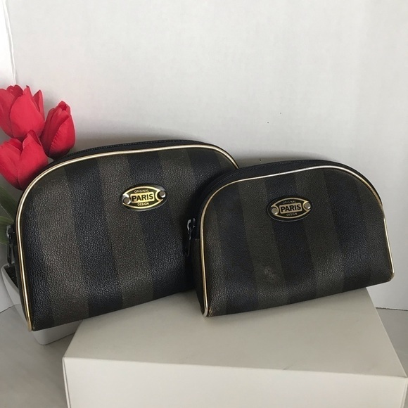 NWOT - Vintage Matryoshka Makeup Bags - 2 Original Paris Design Wide Stripe Bags - Picture 13 of 14